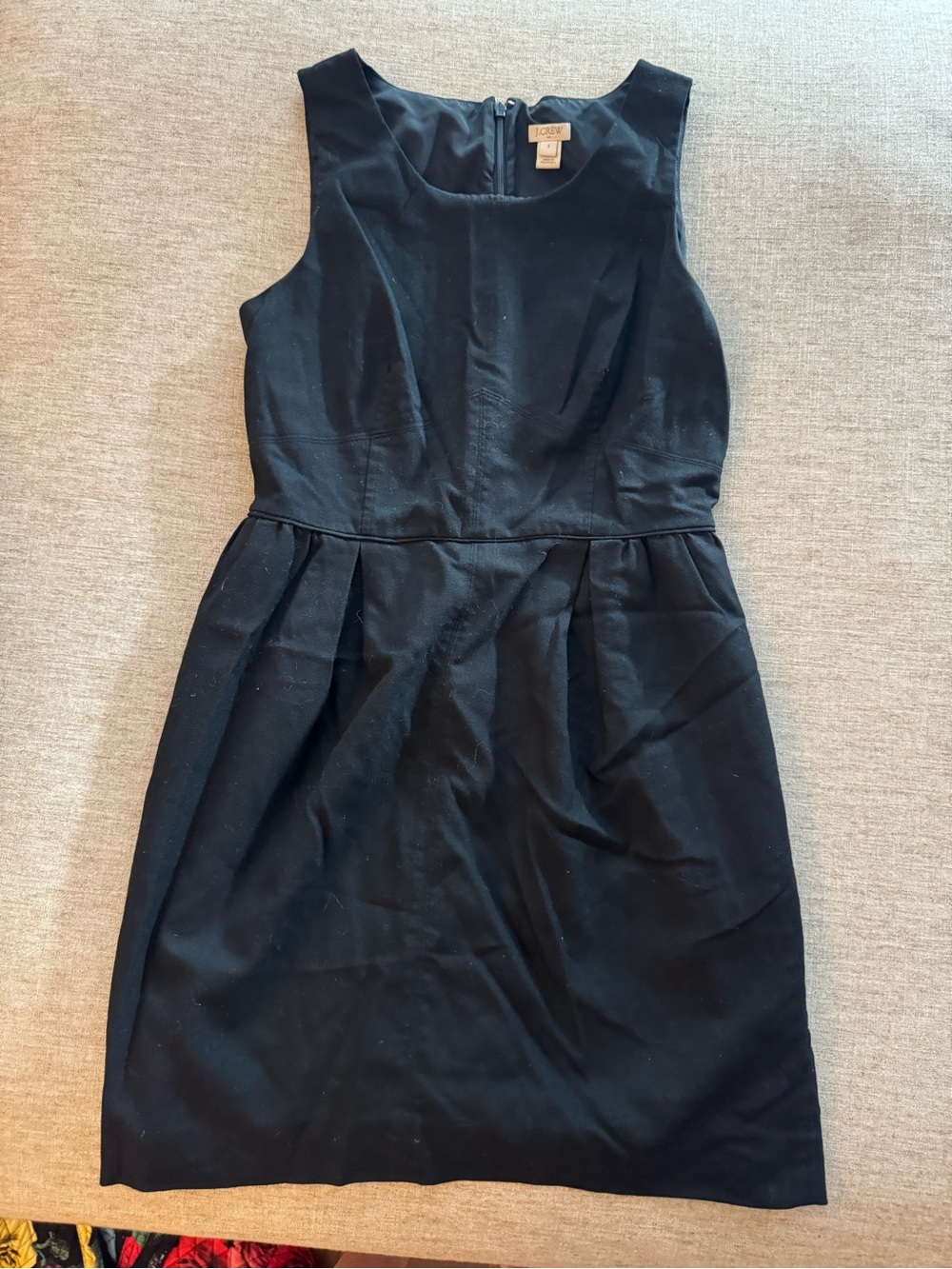 J. Crew Black Sleeveless Pleated Waist Mini Dress